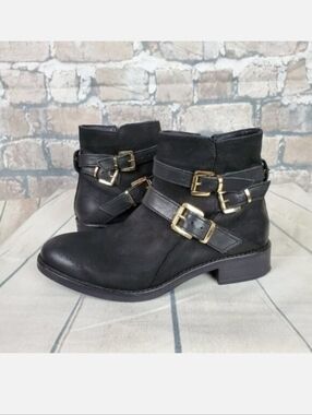 Dune London Black Suede Moto Ankle  Boots Sz 38/7